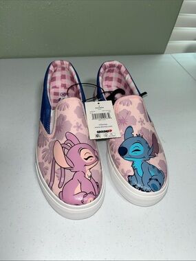 Disney Pink and Blue Lilo & Stitch Slip-On Kids Sneakers